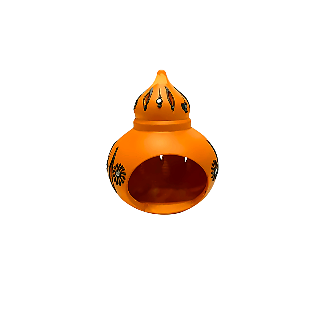 Lanterne photophore en terre cuite - Orange