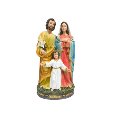 Colorful Holy Family Statue depicting Joseph, Mary, and young Jesus