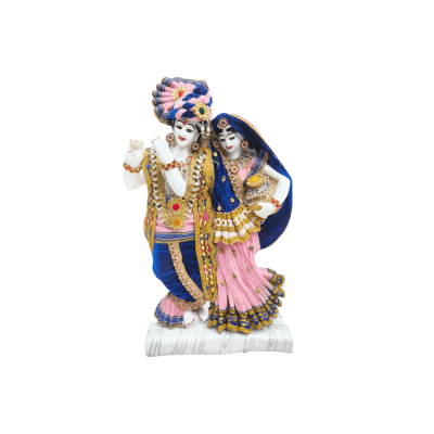 Colorful standing Statue of Hindu deities Radha and Krishna