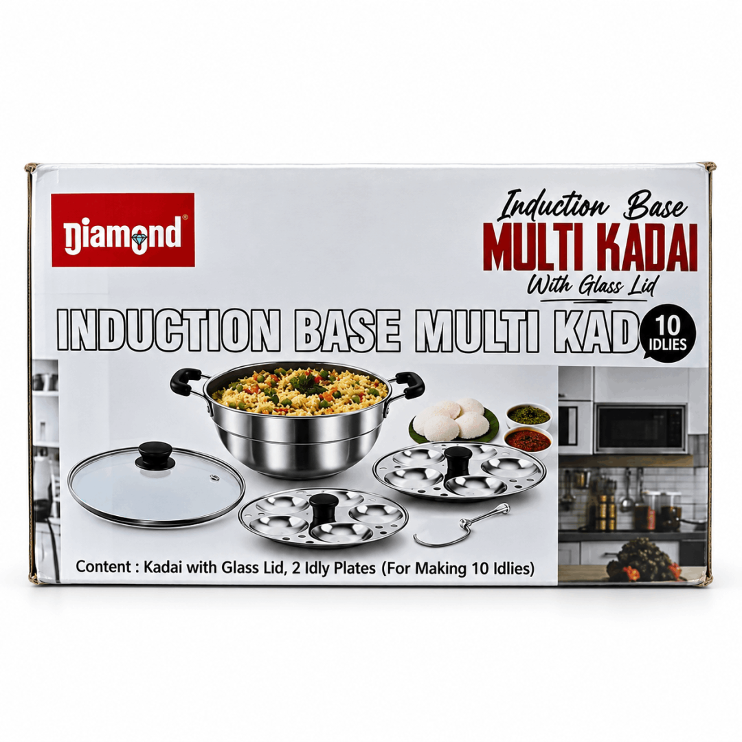 Diamond Induction Base Multi Kadai 10 Idlies