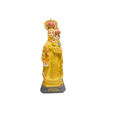 Golden Virgin Mary and baby Jesus Statue wearing ornate crowns