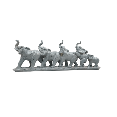 Grey Statue of four elephants walking in a line