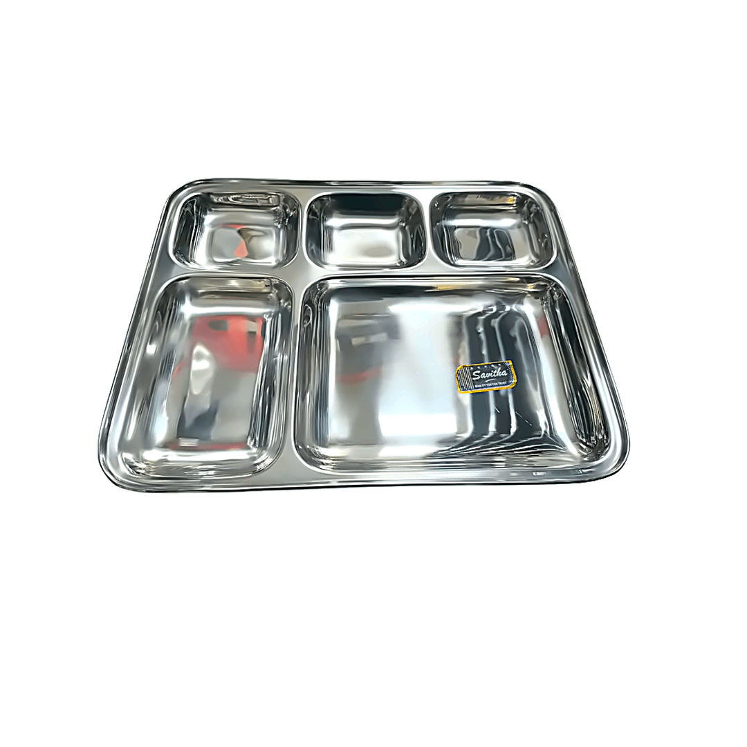 Assiette à 5 compartiments en inox Savitha