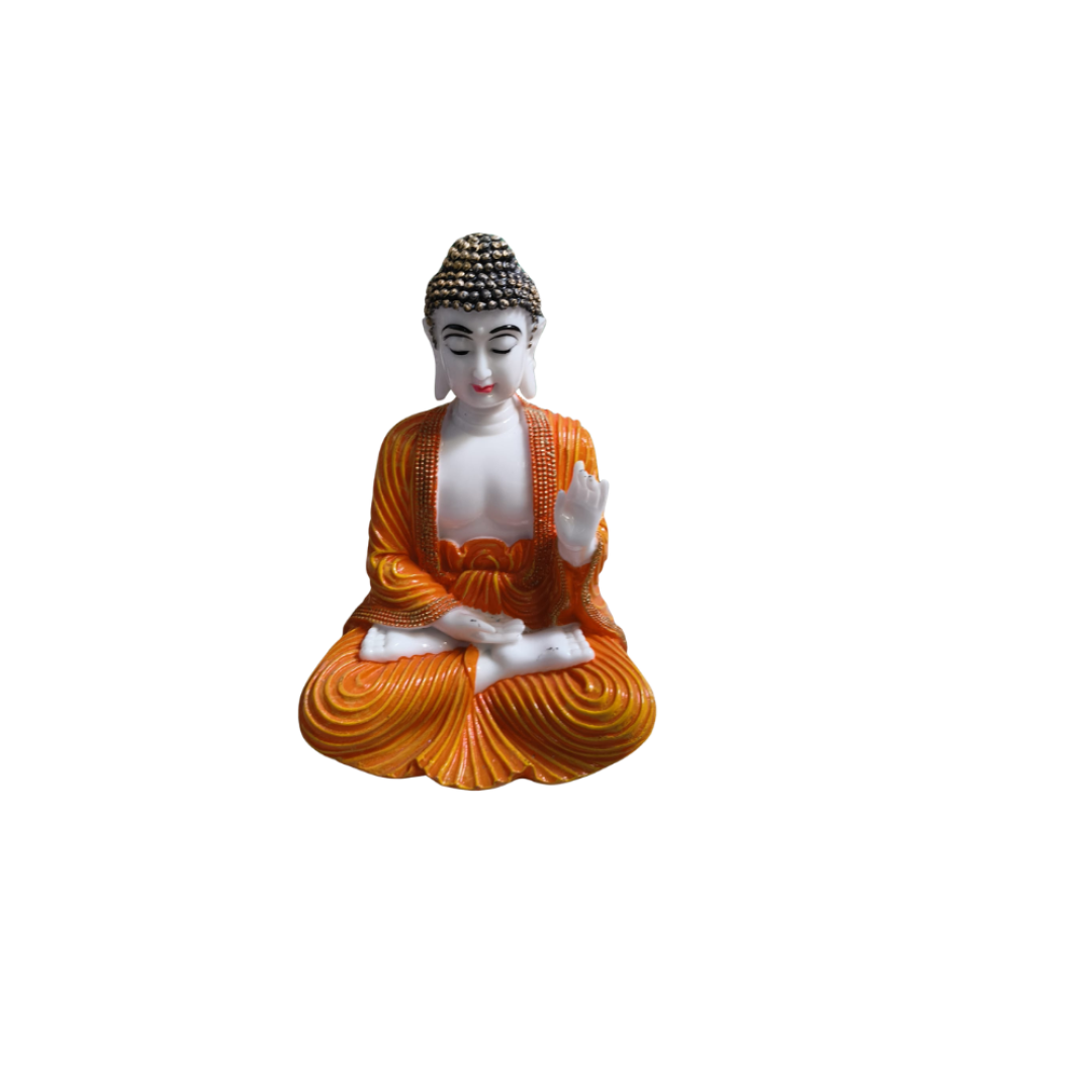 Statue de Sitting Buddha  (orange robes)